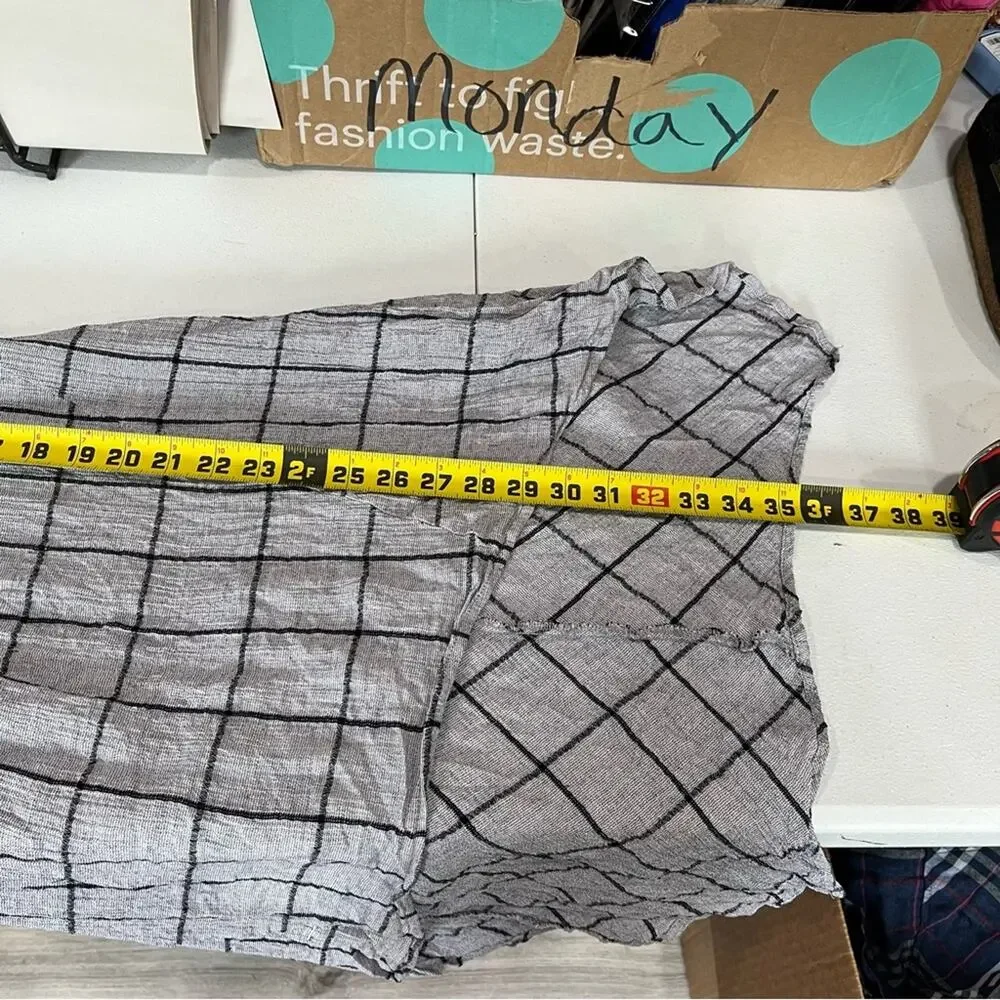 Sundance Grey Black Windowpane Check Dress Tunic Top Cotton Hi Lo